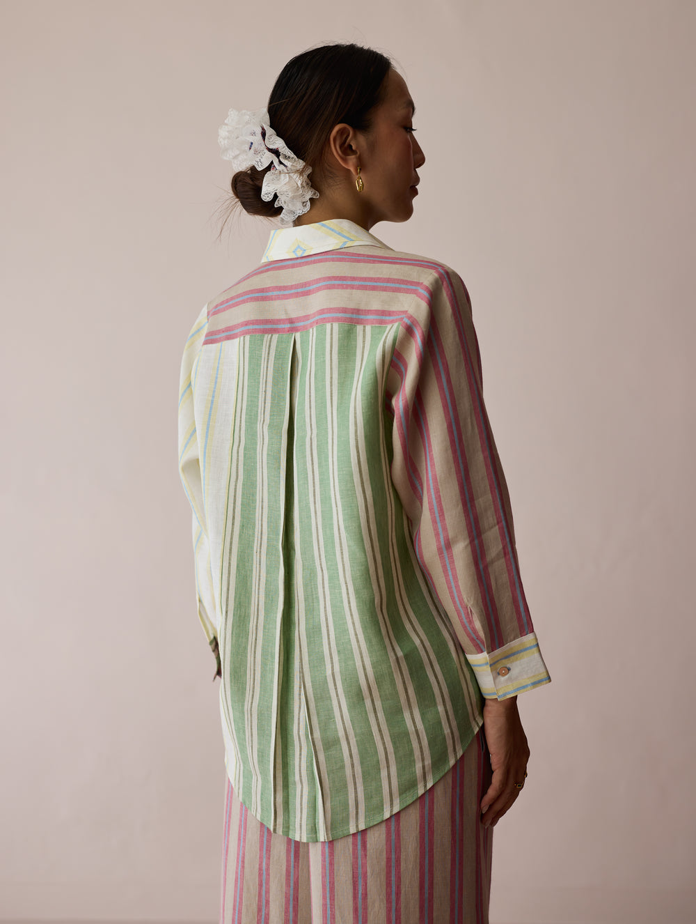 Leena Patchwork Stripe Linen Shirt