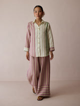 Leena Patchwork Stripe Linen Shirt