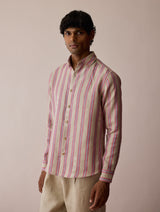 Darra Classic Collar Stripe Linen Shirt - Natural