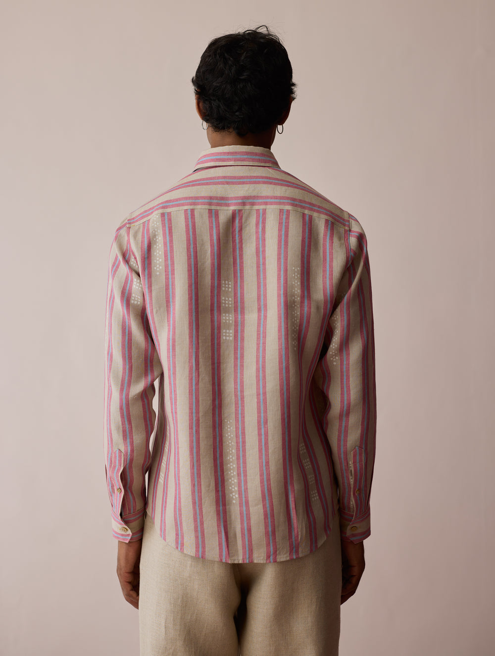 Darra Classic Collar Stripe Linen Shirt - Natural