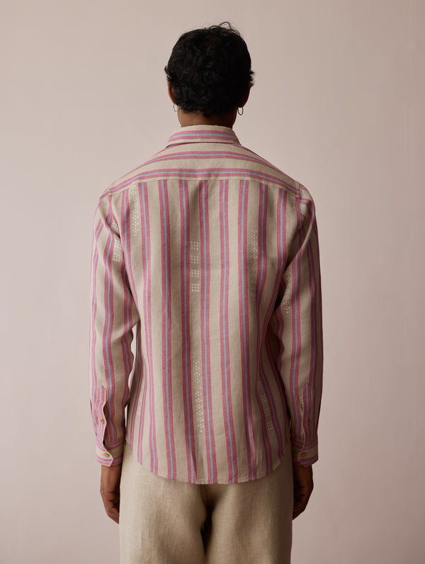 Darra Classic Collar Stripe Linen Shirt - Natural