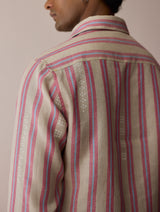 Darra Classic Collar Stripe Linen Shirt - Natural