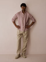 Darra Classic Collar Stripe Linen Shirt - Natural