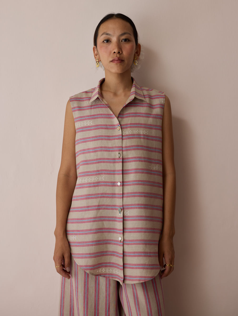 Ello Block-Printed Linen Co-ord Set - Natural