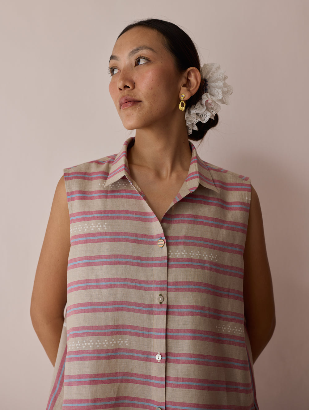 Ello Block-Printed Linen Co-ord Set - Natural