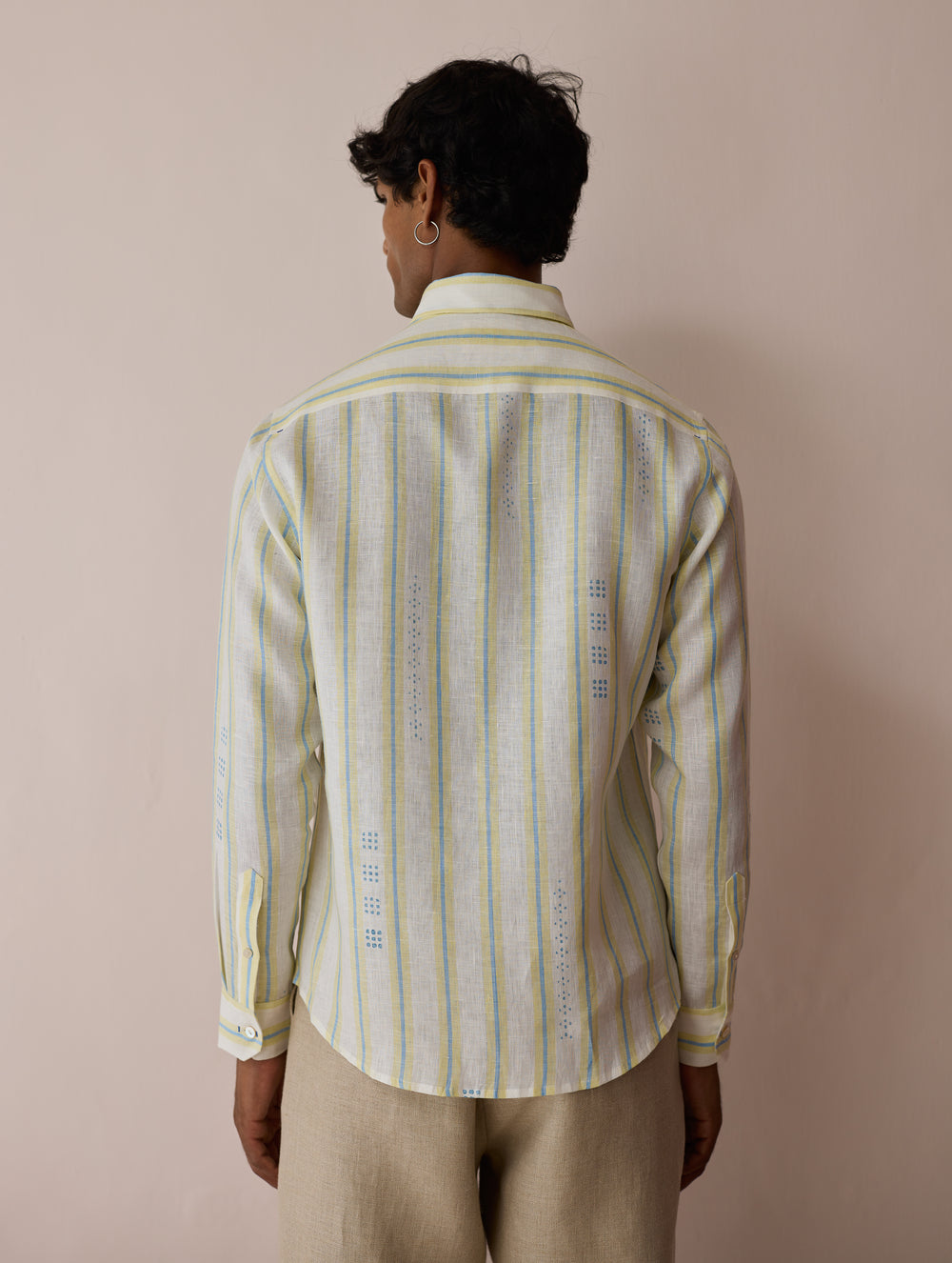 Darra Classic Collar Stripe Linen Shirt - Ivory