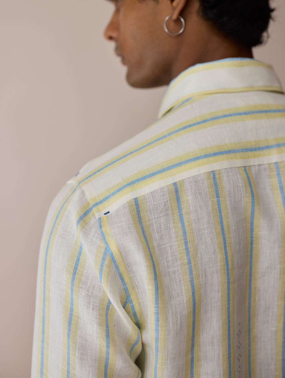 Darra Classic Collar Stripe Linen Shirt - Ivory