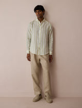 Darra Classic Collar Stripe Linen Shirt - Ivory