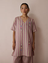 Selle Linen Applique Kurta Set - Natural