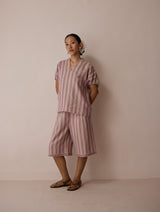 Ena Stripe Linen Jorts - Natural