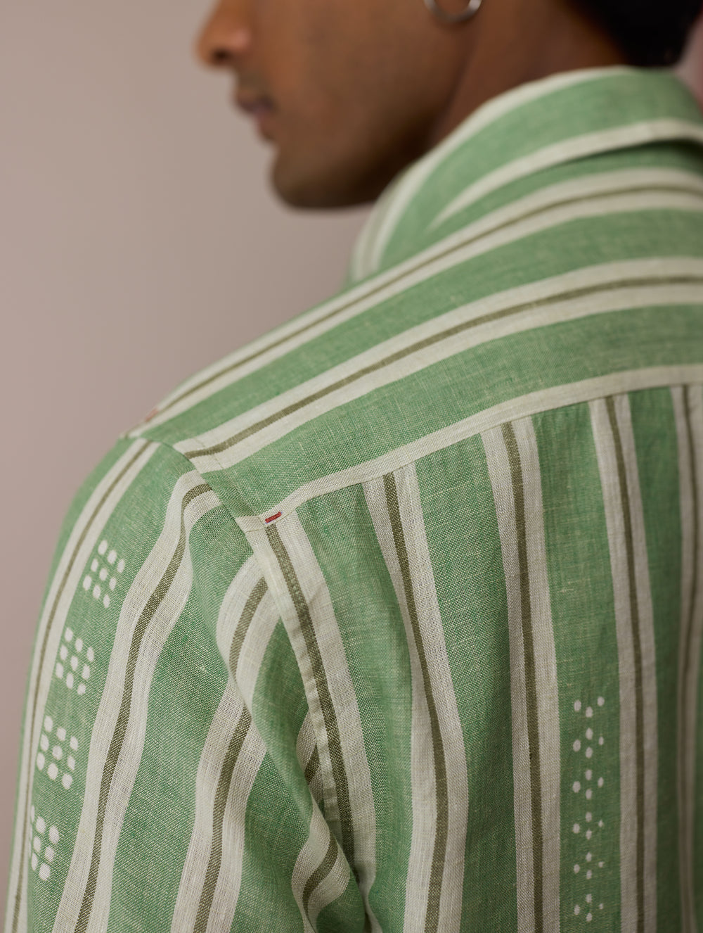 Darra Classic Collar Stripe Linen Shirt - Fern