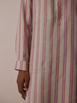 Taro Block-Printed Stripe Linen Kurta - Natural