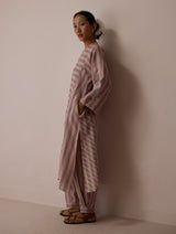 Parvee Block-Printed Linen Kurta Set - Natural