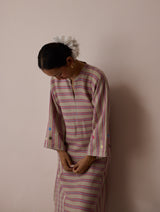 Parvee Block-Printed Linen Kurta Set - Natural