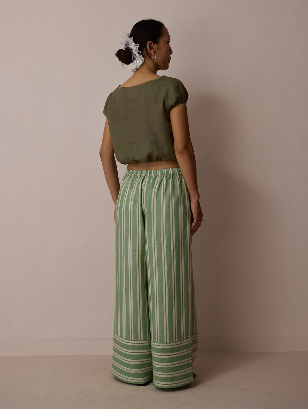 Rimi Linen Crop Top - Olive