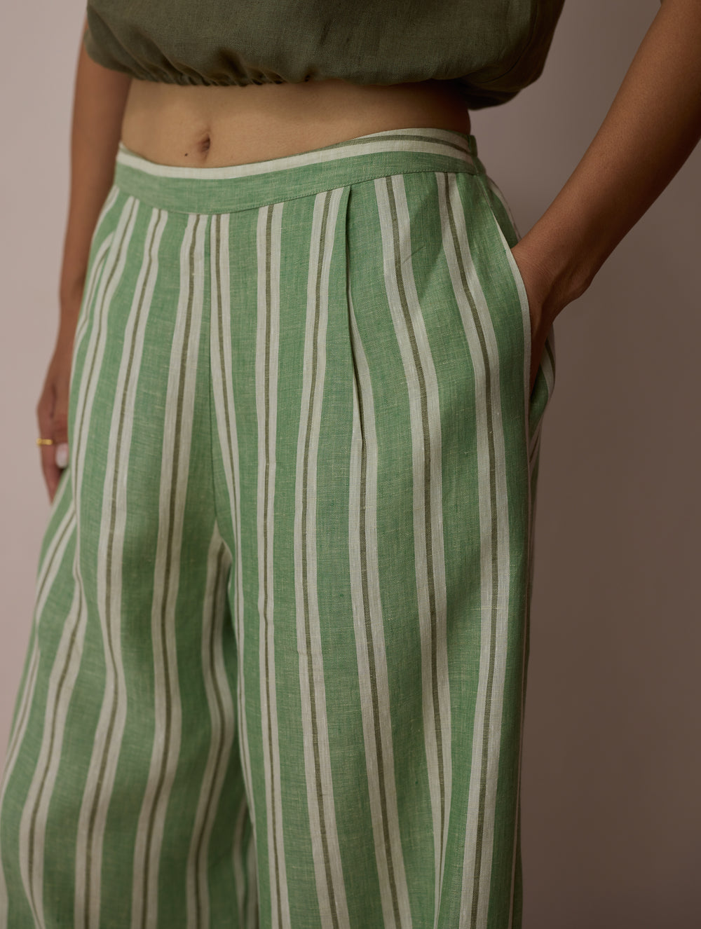 Ello Block-Printed Linen Co-ord Set - Fern