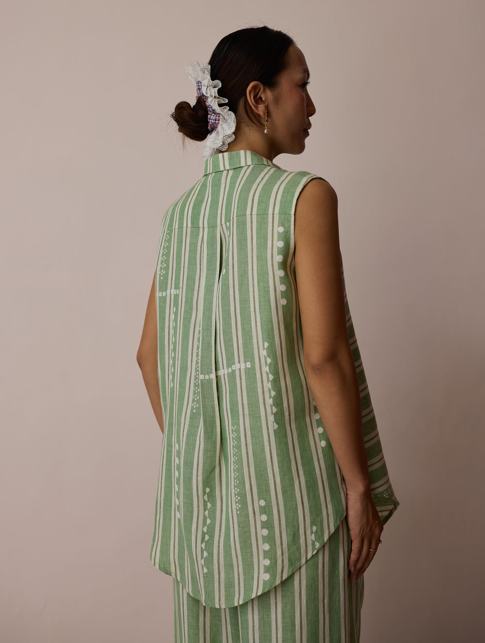 Ello Block-Printed Linen Co-ord Set - Fern