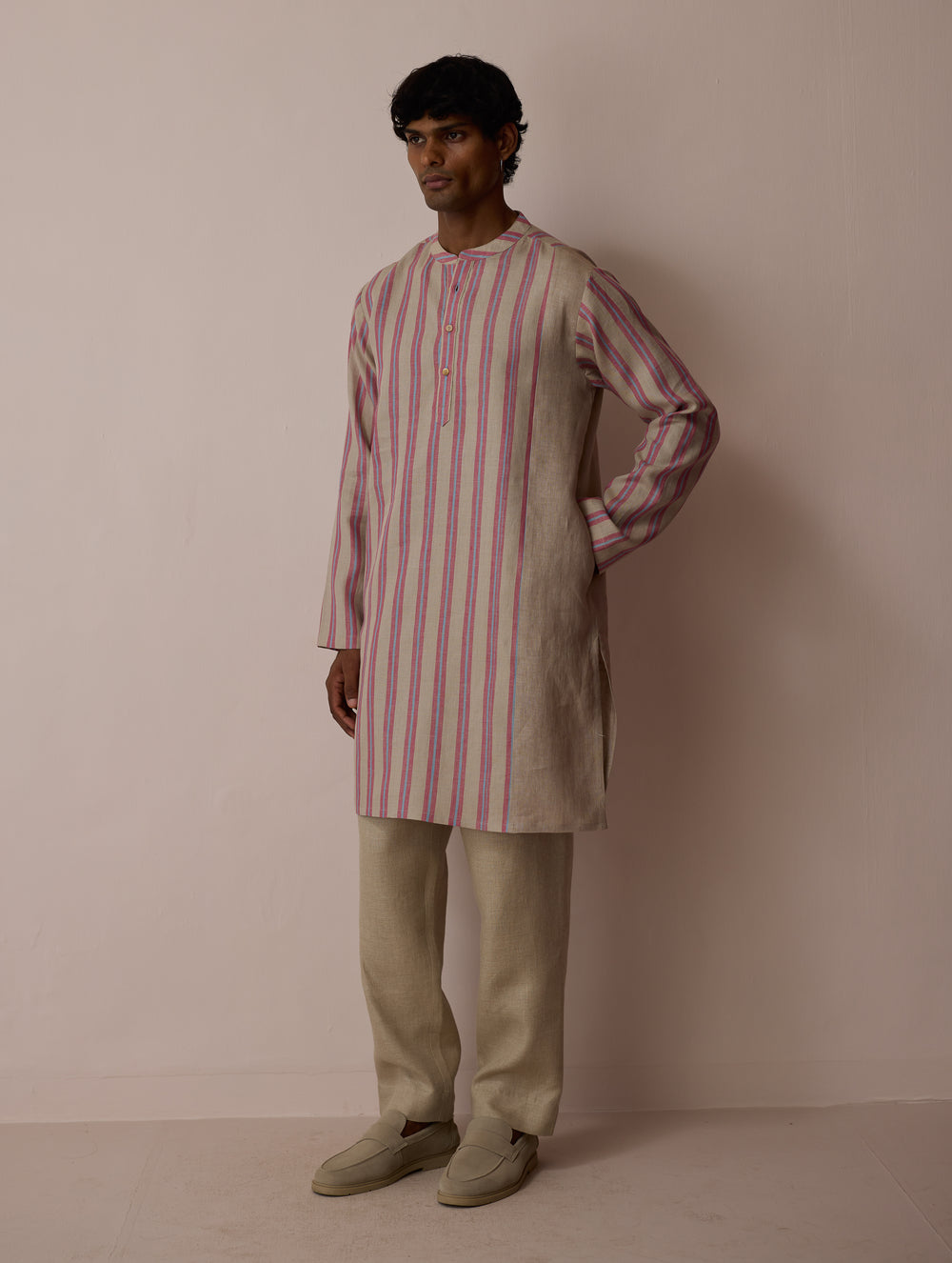 Haka Patchwork Linen Kurta - Natural