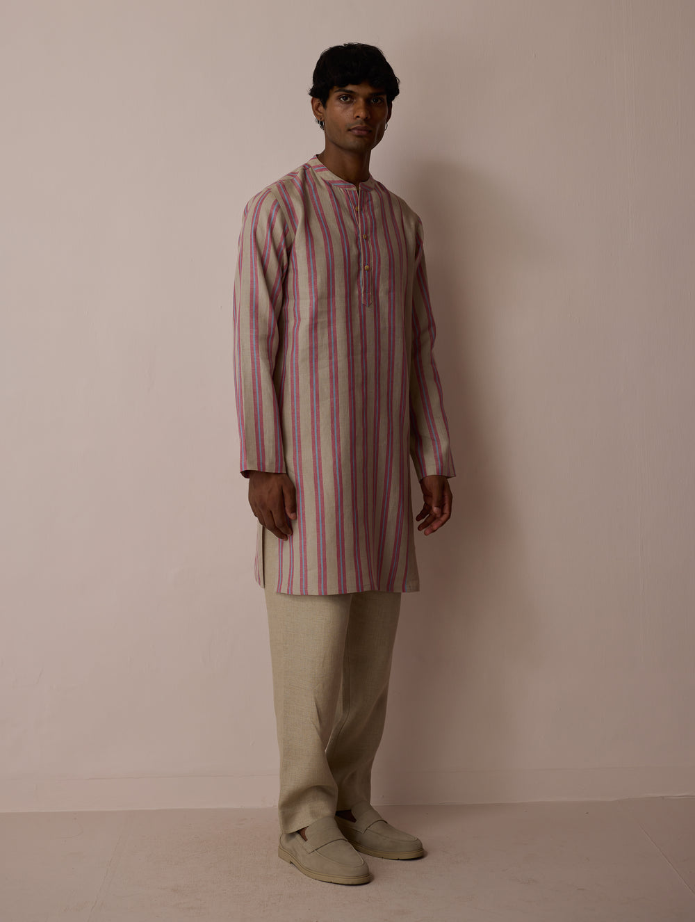 Haka Patchwork Linen Kurta - Natural