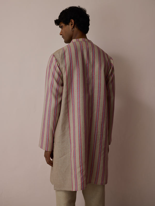 Haka Patchwork Linen Kurta - Natural