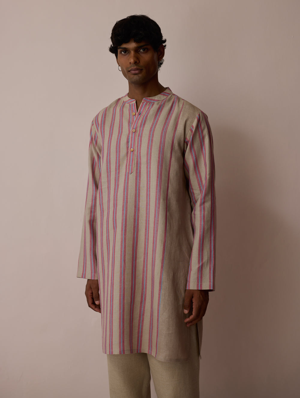 Haka Patchwork Linen Kurta - Natural