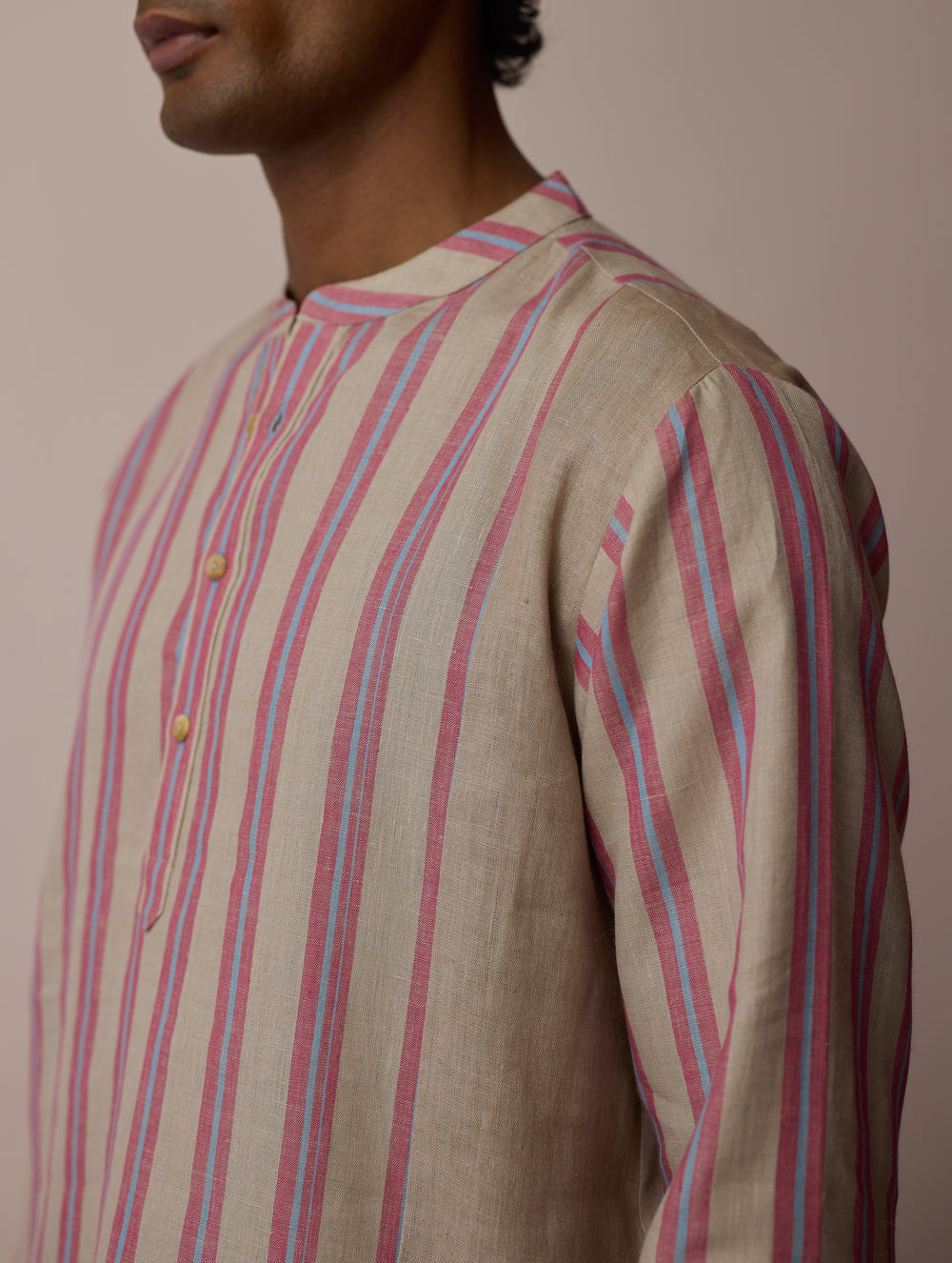 Haka Patchwork Linen Kurta - Natural