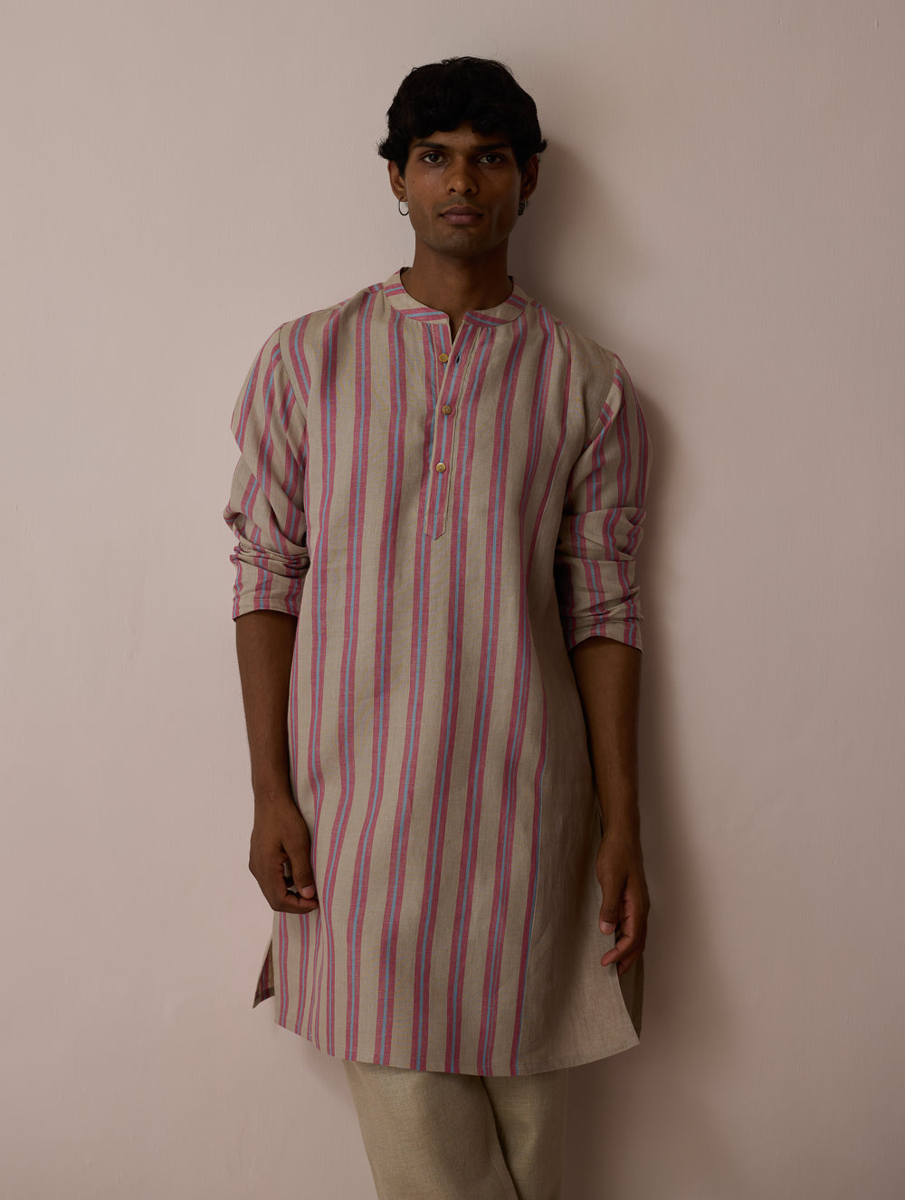 Haka Patchwork Linen Kurta - Natural