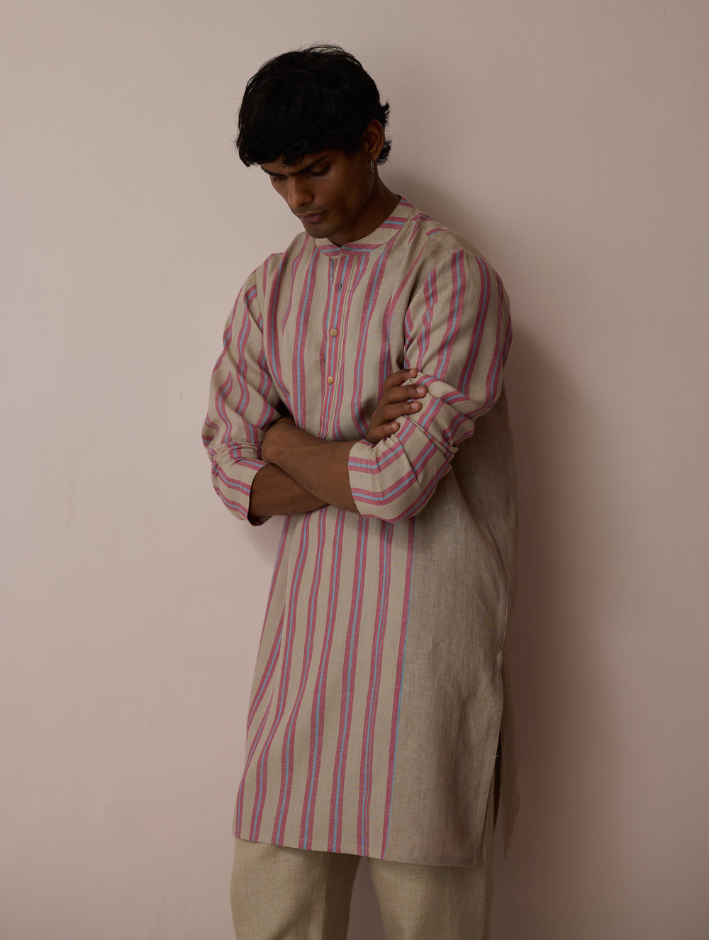 Haka Patchwork Linen Kurta - Natural