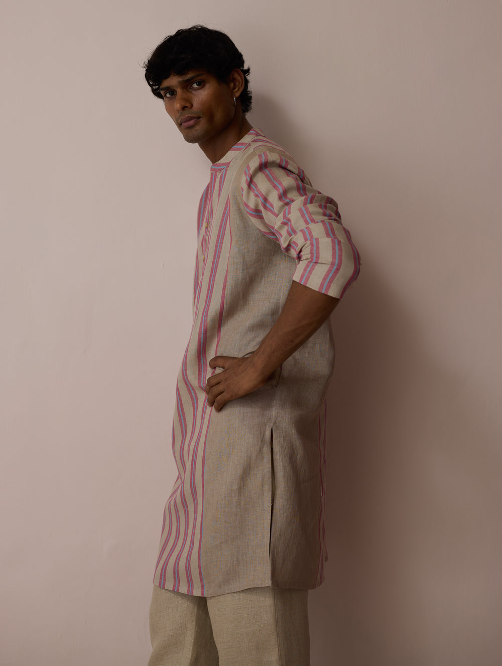 Haka Patchwork Linen Kurta - Natural