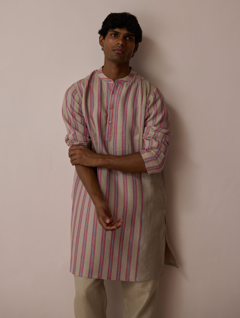 Haka Patchwork Linen Kurta - Natural