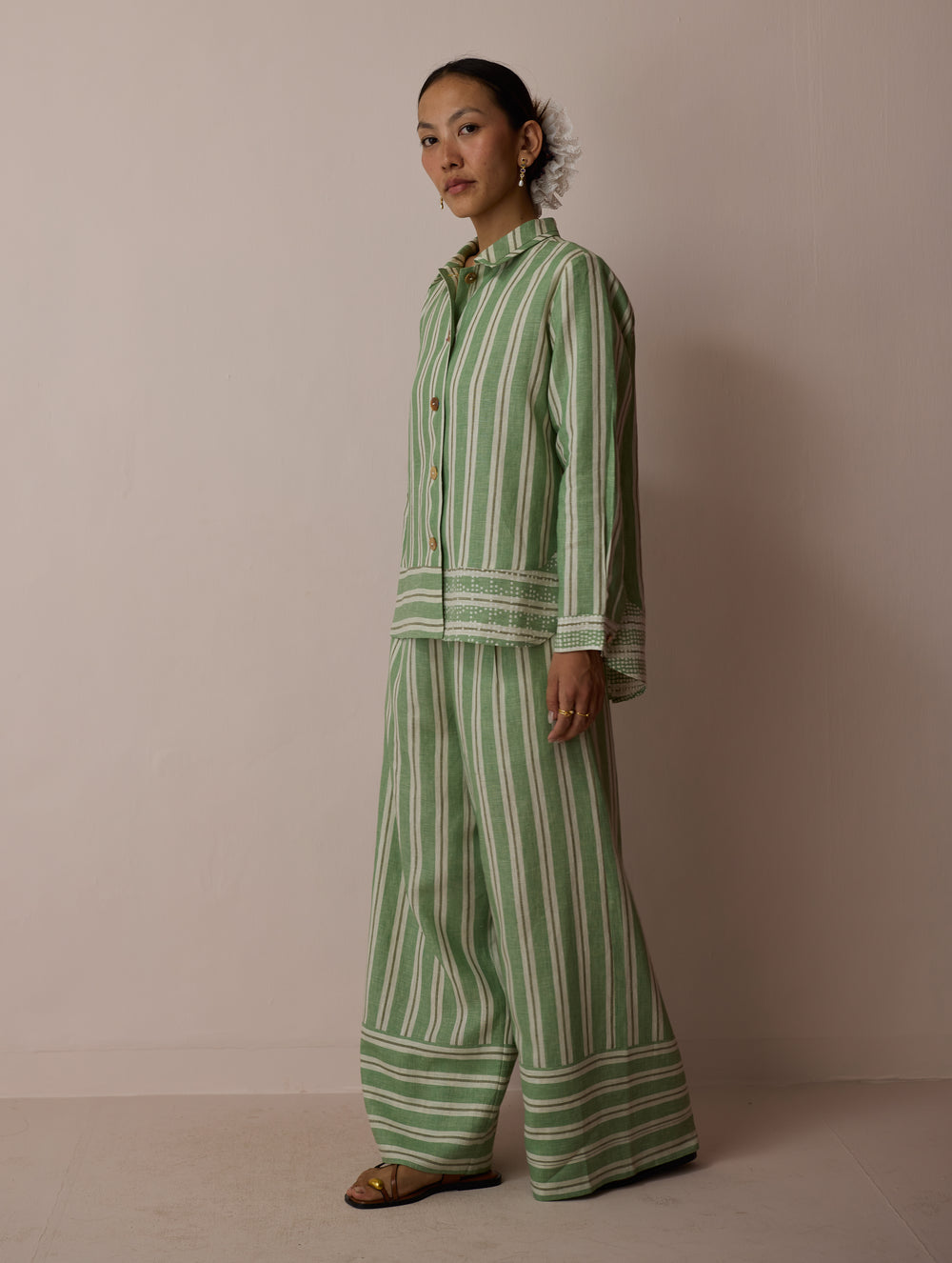 Erra Block-Printed Linen Co-ord Set - Fern