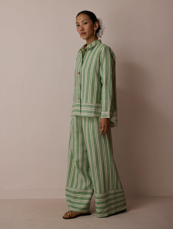 Erra Block-Printed Linen Co-ord Set - Fern