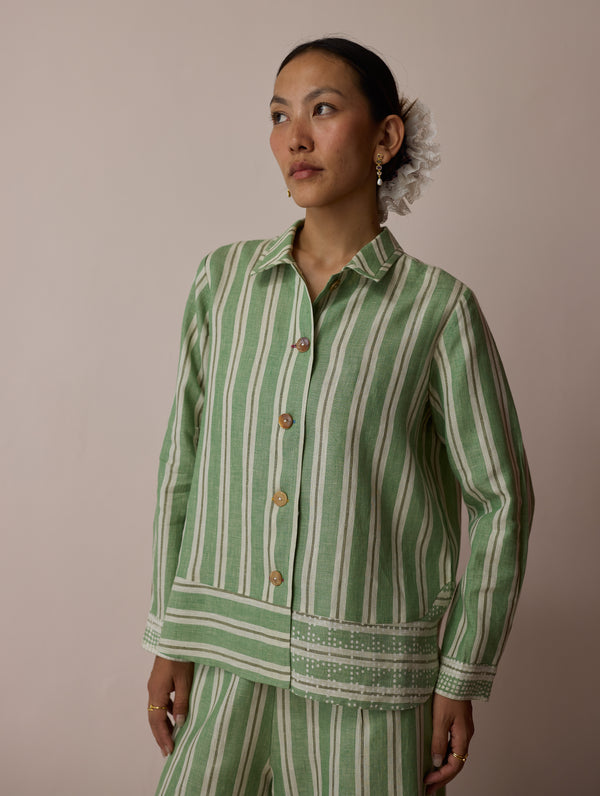 Erra Block-Printed Linen Co-ord Set - Fern
