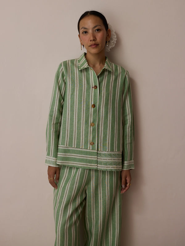 Erra Block-Printed Linen Co-ord Set - Fern
