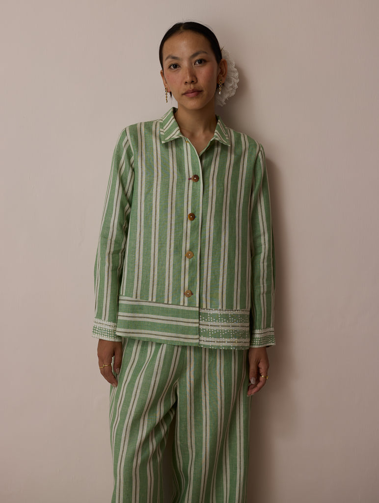Erra Block-Printed Linen Co-ord Set - Fern