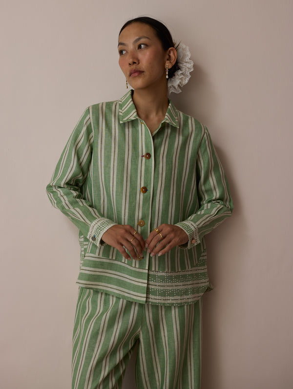 Erra Block-Printed Linen Co-ord Set - Fern