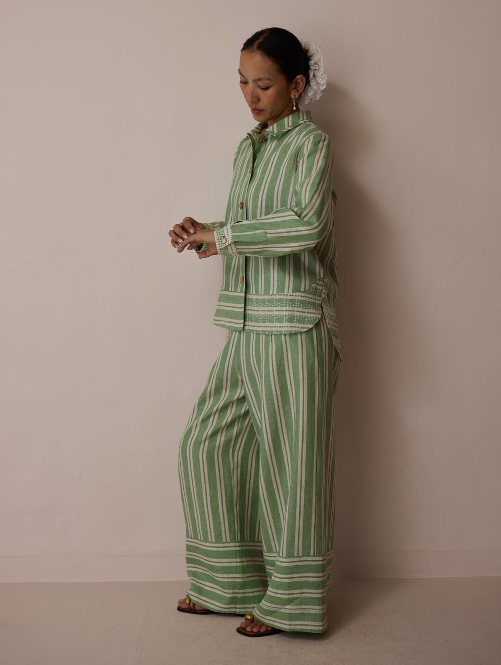 Erra Block-Printed Linen Co-ord Set - Fern
