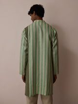 Haka Patchwork Linen Kurta - Fern