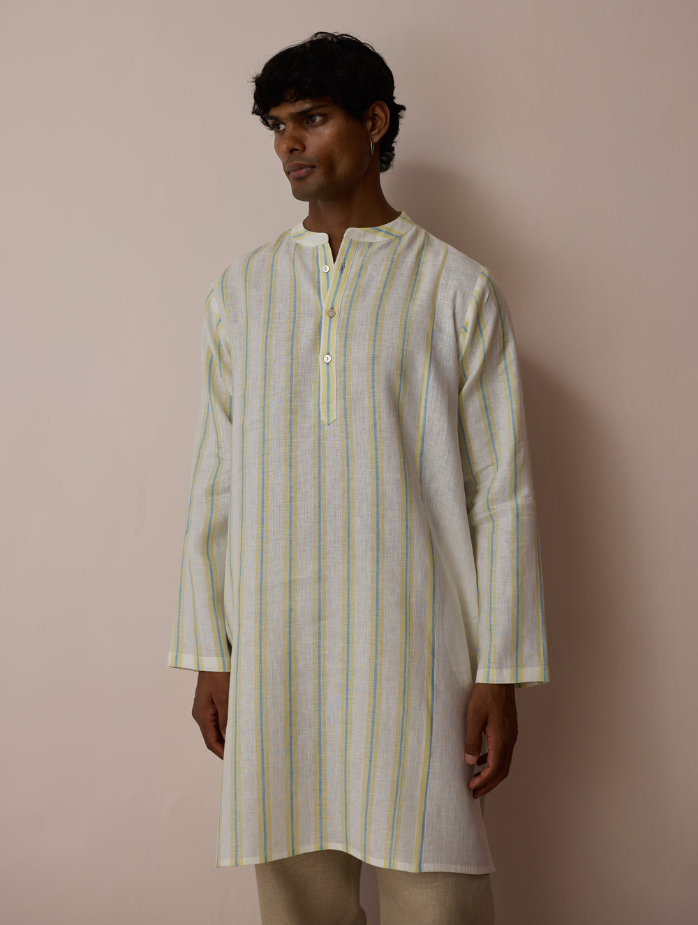 Haka Patchwork Linen Kurta - Ivory