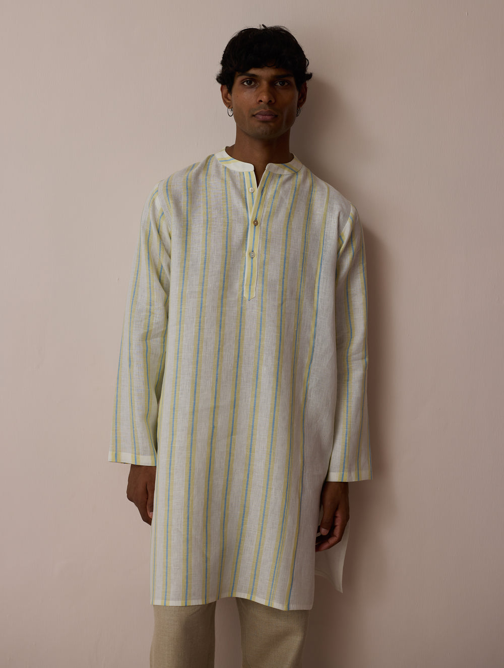 Haka Patchwork Linen Kurta - Ivory