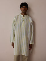 Haka Patchwork Linen Kurta - Ivory