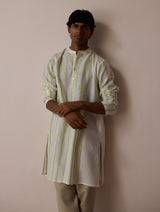 Haka Patchwork Linen Kurta - Ivory