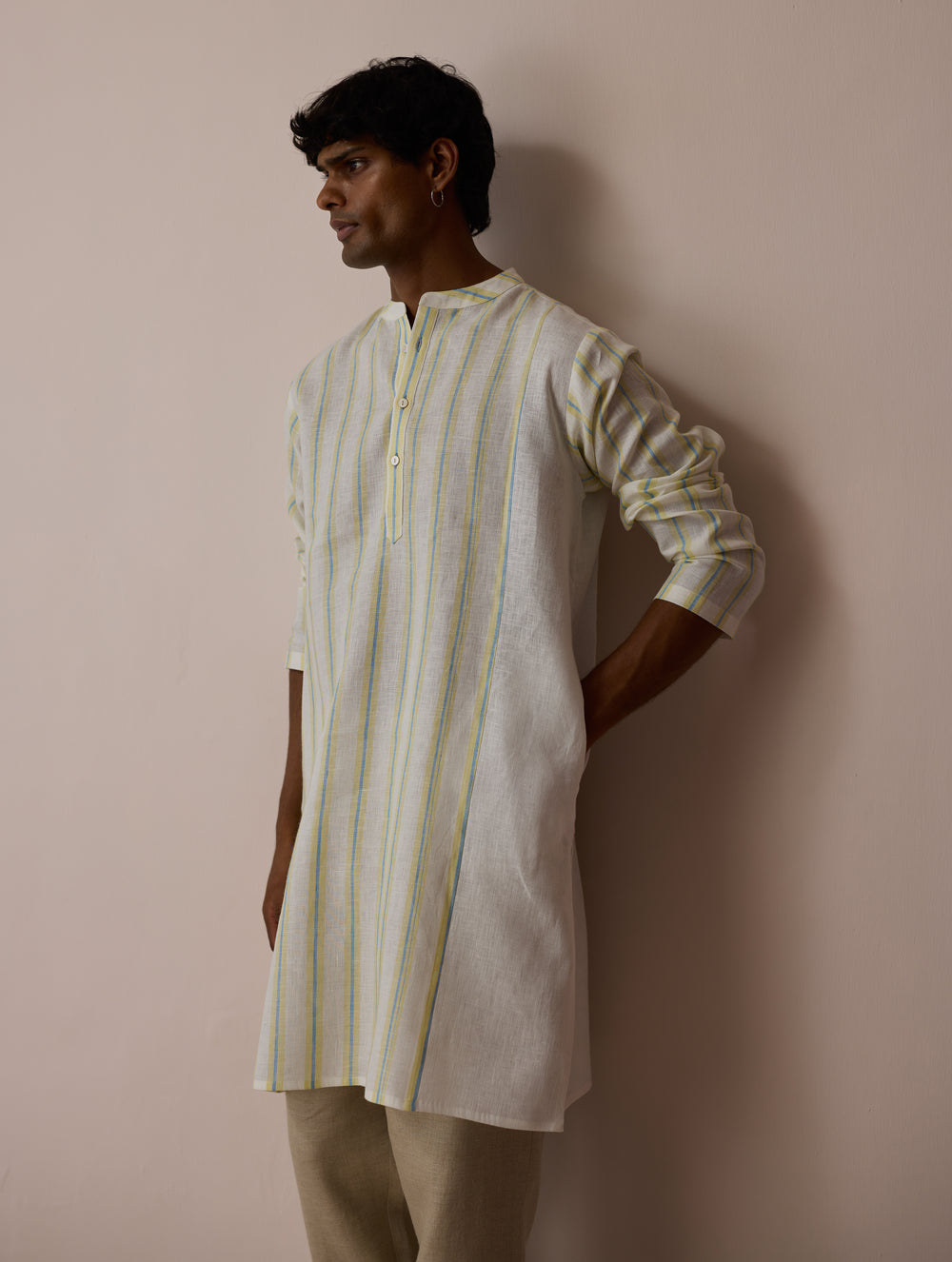 Haka Patchwork Linen Kurta - Ivory