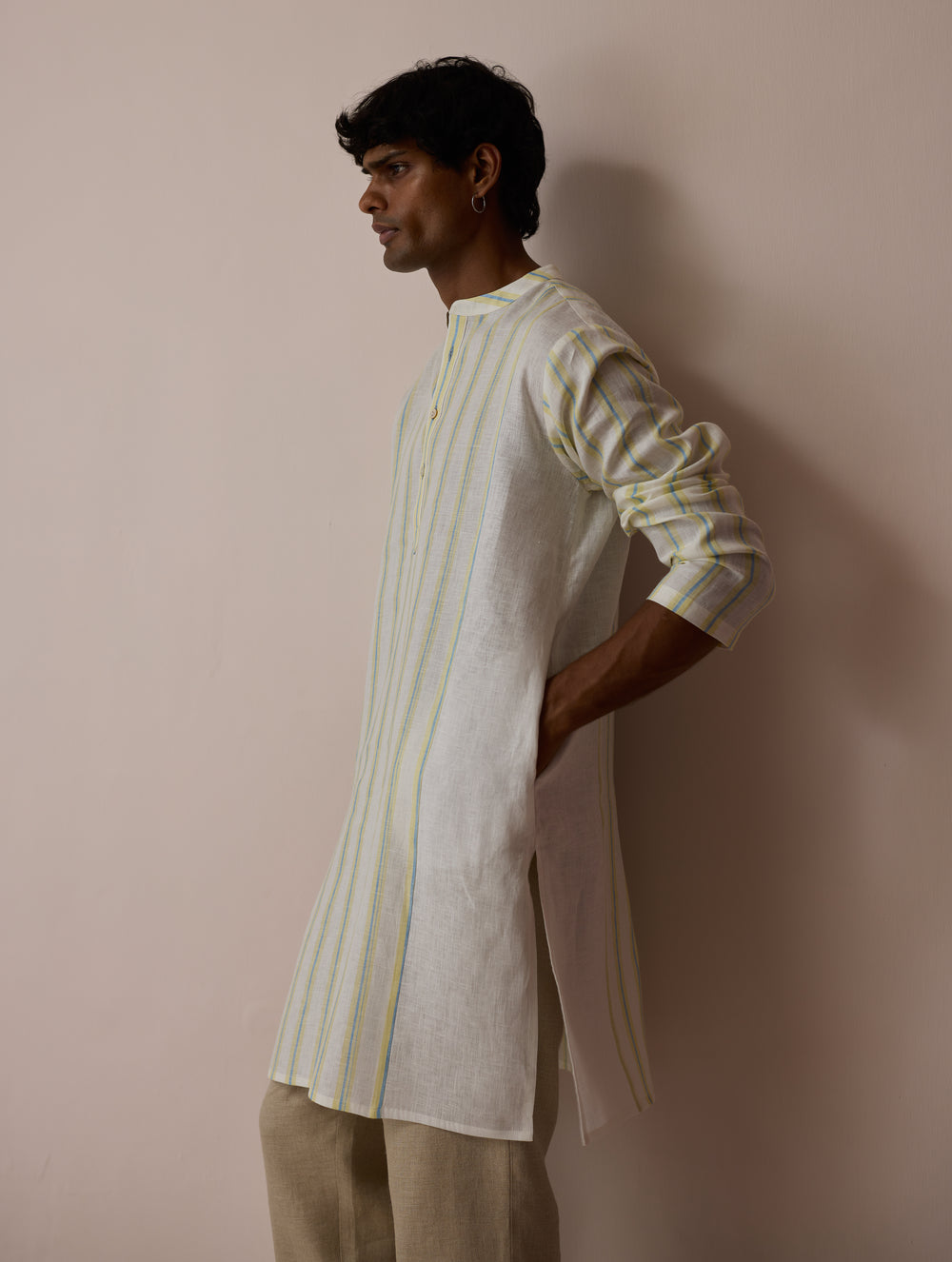Haka Patchwork Linen Kurta - Ivory