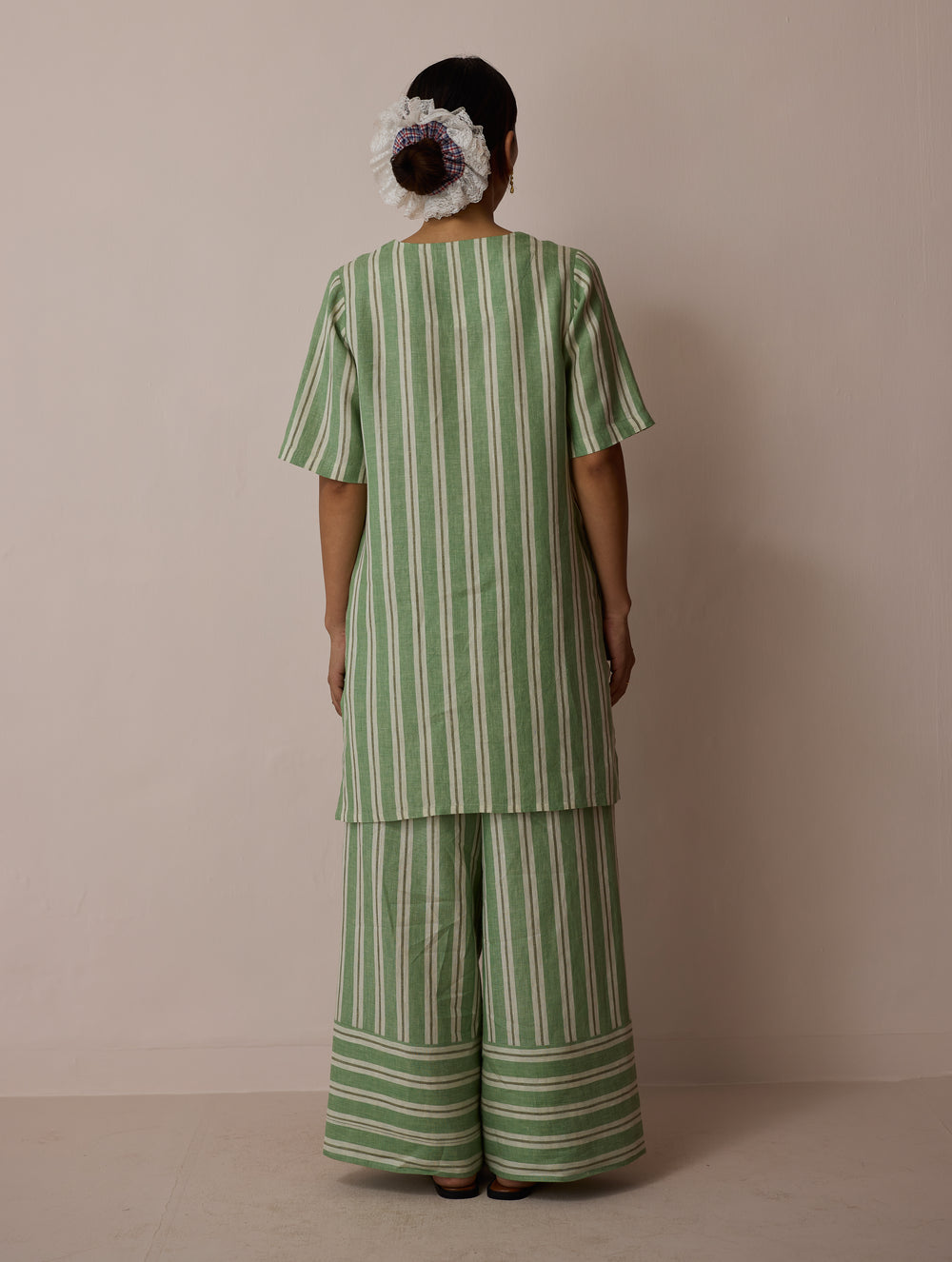 Selle Linen Applique Kurta Set - Fern