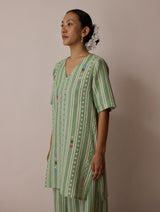 Selle Linen Applique Kurta Set - Fern