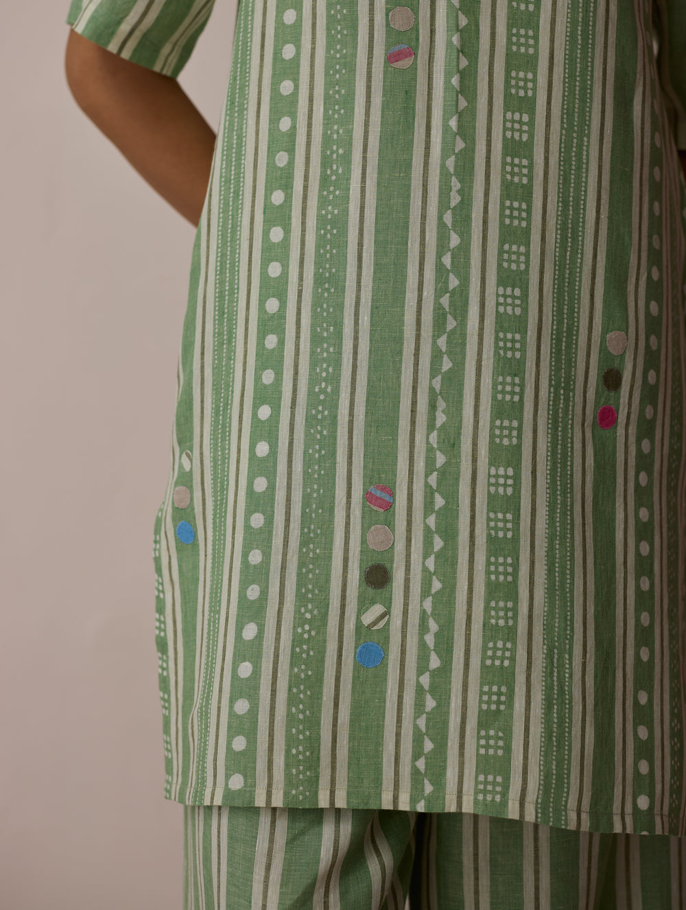 Selle Linen Applique Kurta Set - Fern
