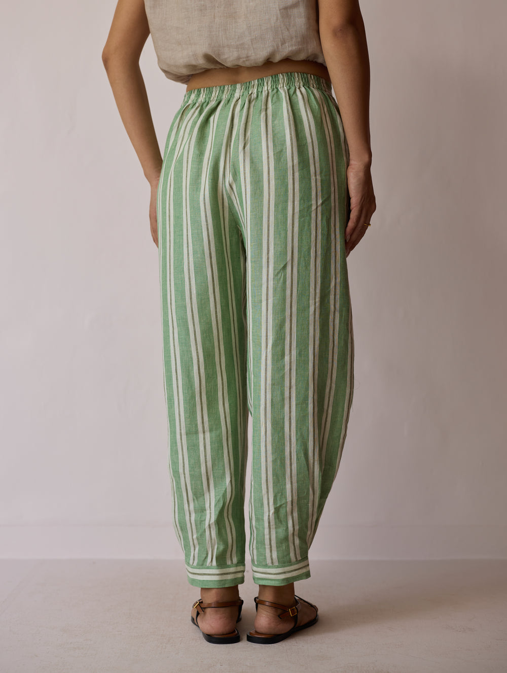 Parvee Block-Printed Linen Kurta Set - Fern