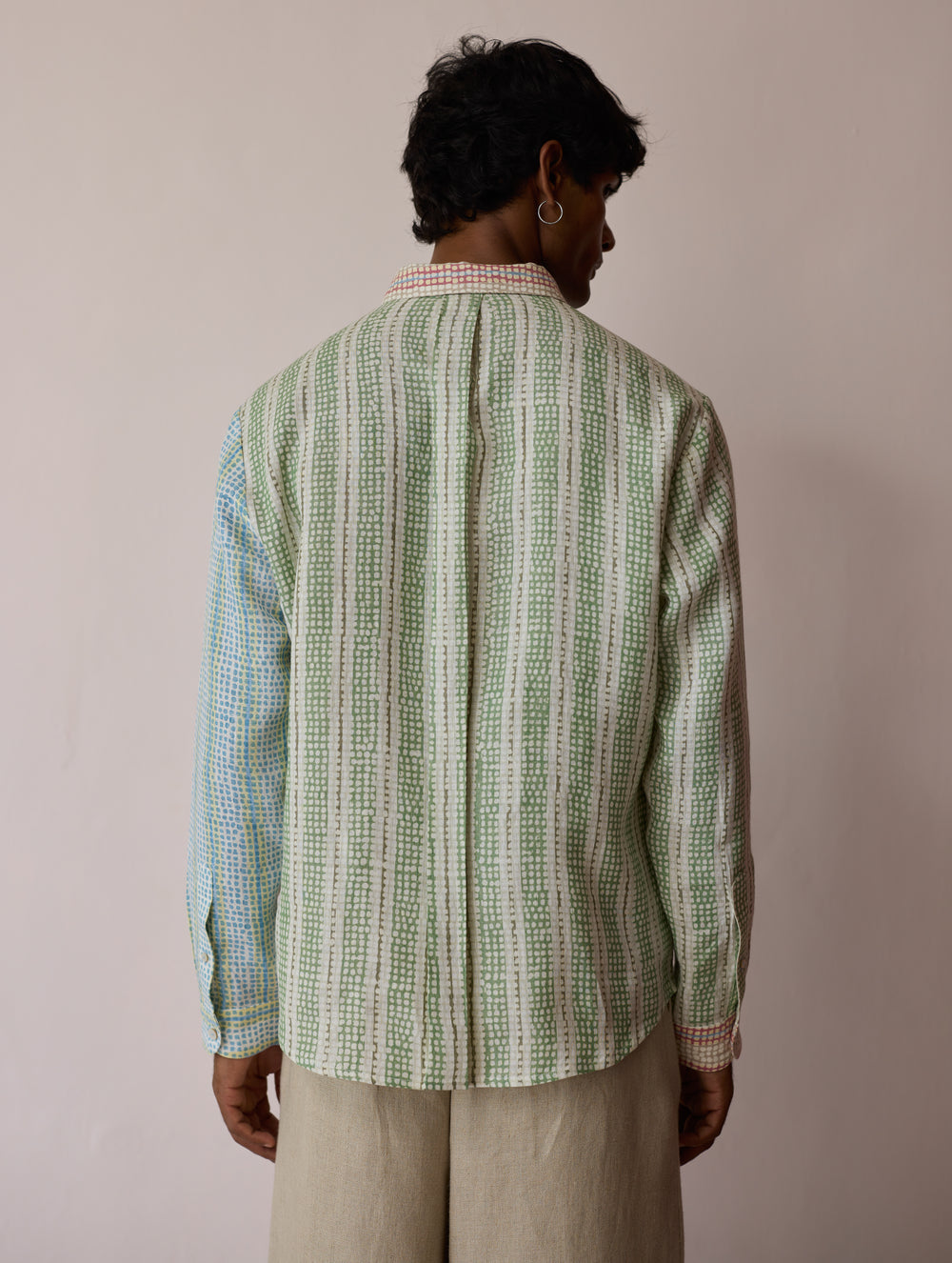 Akana Block-Printed Patchwork Linen Shirt