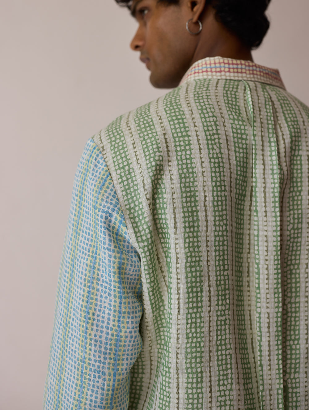Akana Block-Printed Patchwork Linen Shirt